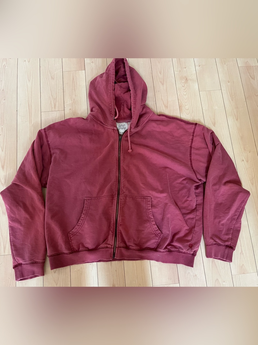 BDG Women's Burgundy Full-Zip Hooded Jacket